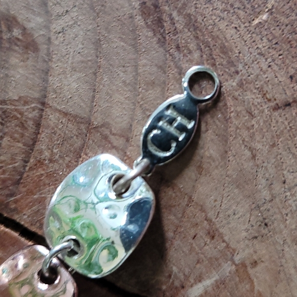 Silver and copper hammered detail link braclet - Picture 2 of 5